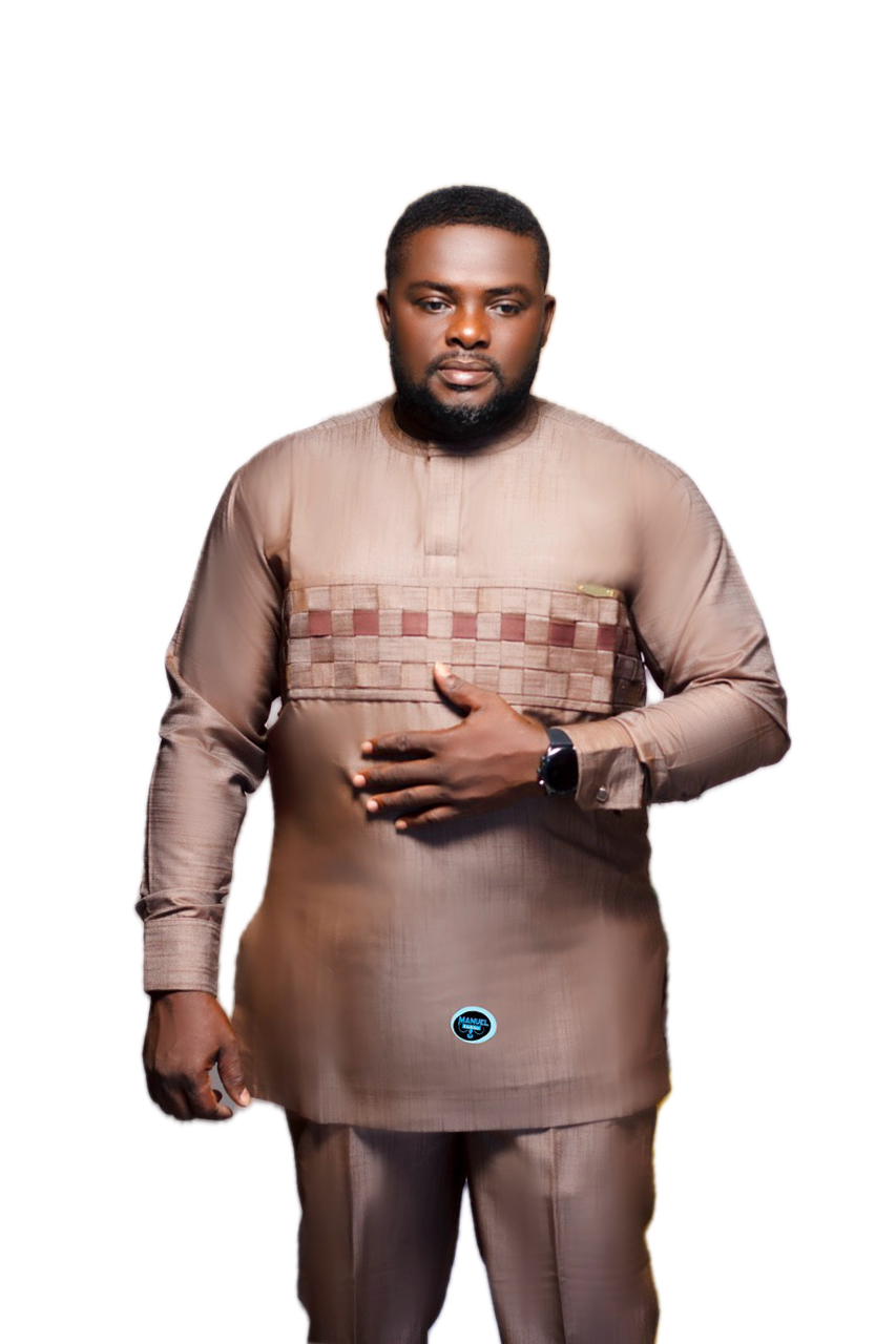 Manuel Fashion Tan Kaftan with Brown Embroidered Panel